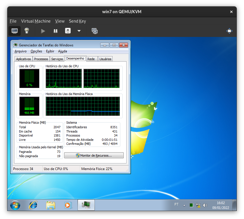 Windows 7 - Consumo de CPU reportado pelo Windows